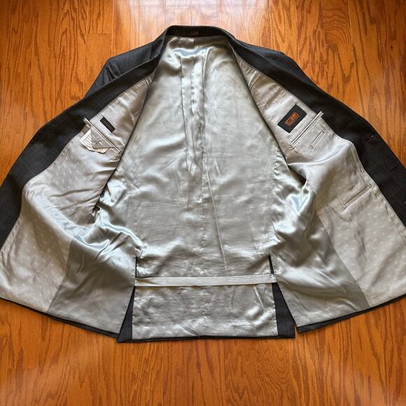 Steven Land Stanly Blazer Men’s 44L Charcoal Gray Super 150s Wool‎ Suit Jacket - Picture 8 of 15